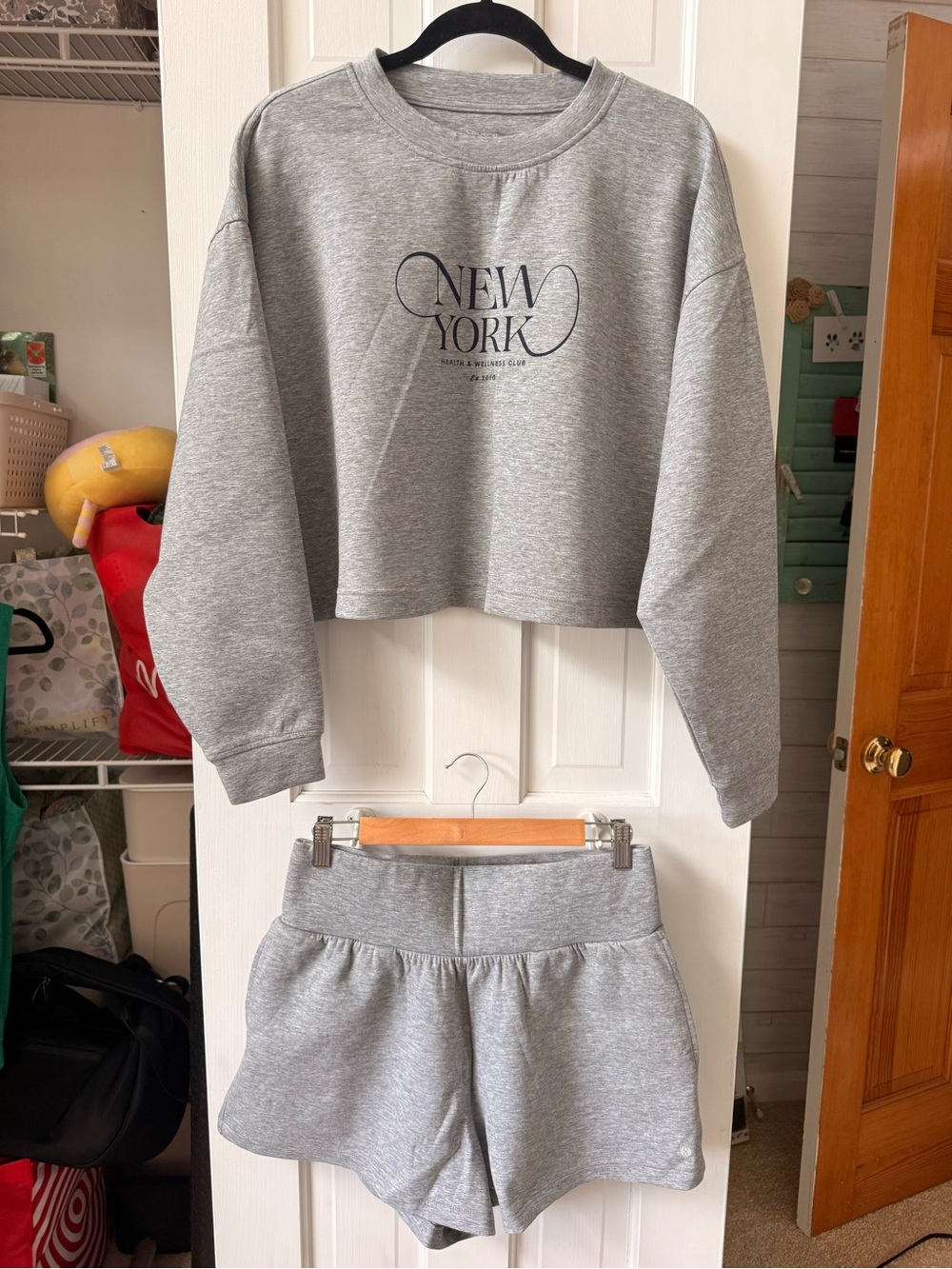 Layer 8 Grey Cropped Sweatshirt & Shorts Set